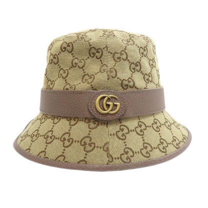 Gucci Hat 576587 71% Cotton, 29% Polyester, Cowhide Beige Gg Canvas Fedora Hat Bucket Hat Gg Women