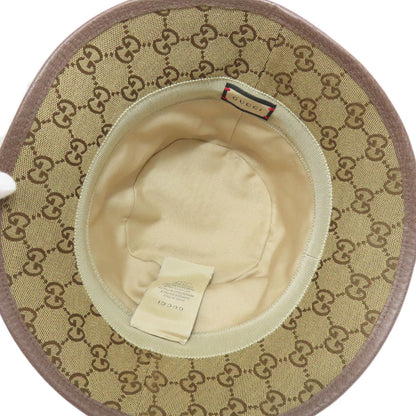 Gucci Hat 576587 71% Cotton, 29% Polyester, Cowhide Beige Gg Canvas Fedora Hat Bucket Hat Gg Women