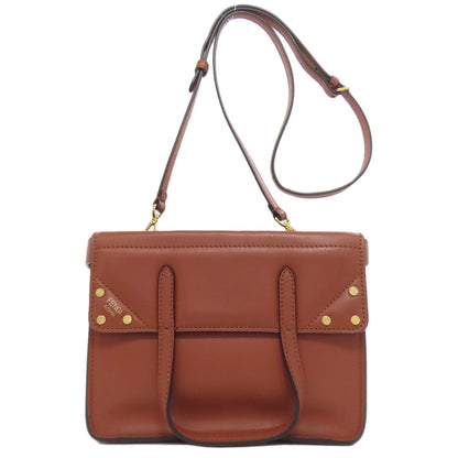 Fendi Shoulder Bag Calfskin Brown Flip Small 2Way Women