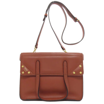 Fendi Shoulder Bag Calfskin Brown Flip Small 2Way Women