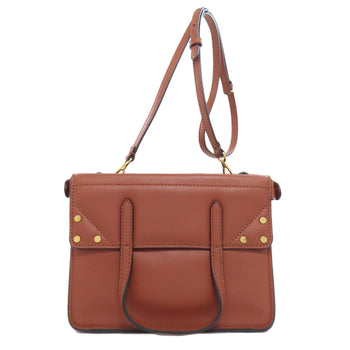 Fendi Shoulder Bag Calfskin Brown Flip Small 2Way Women