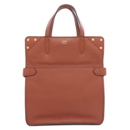 Fendi Shoulder Bag Calfskin Brown Flip Small 2Way Women
