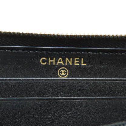 Chanel Long Wallet Purse Canvas Navy Deauville Small Zip Wallet Women