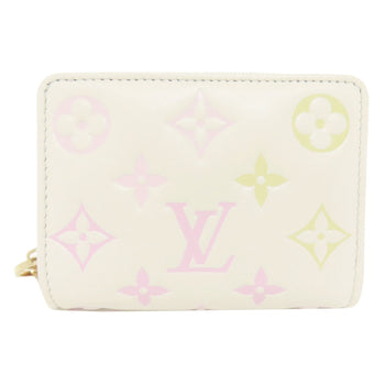 Louis Vuitton Bifold Wallet M11909 Calfskin White Portefeuilleeloup Monogram Flower Women