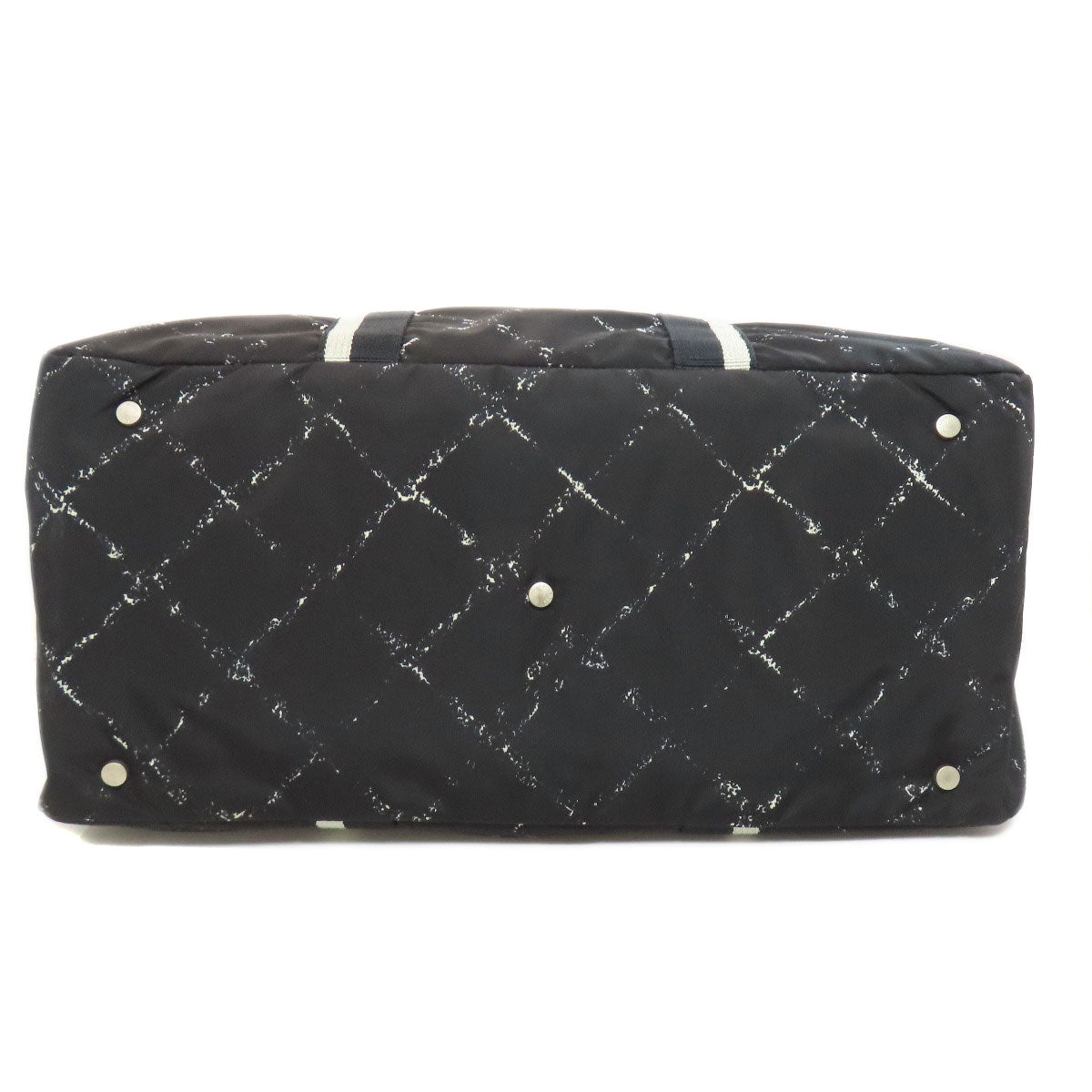 Chanel Boston Duffel Bag Nylon Black Travel Line 2Way