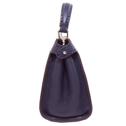 Fendi Handbag Calfskin Navy Peekaboo Mini Selleria 2Way Women