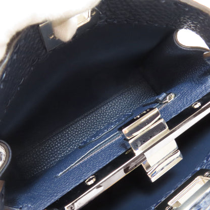 Fendi Handbag Calfskin Navy Peekaboo Mini Selleria 2Way Women