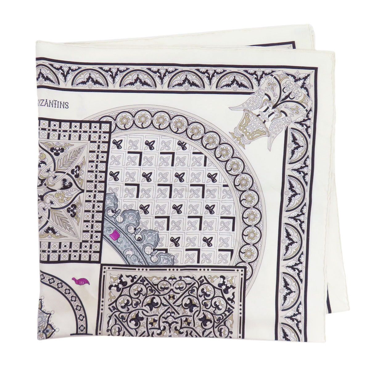 Hermes Scarf Silk White Carre90 Byzantine Sky