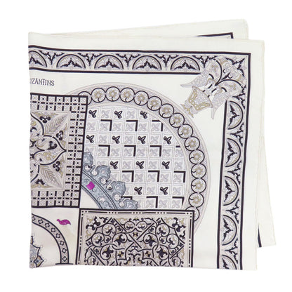 Hermes Scarf Silk White Carre90 Byzantine Sky