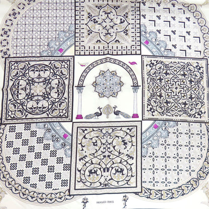 Hermes Scarf Silk White Carre90 Byzantine Sky