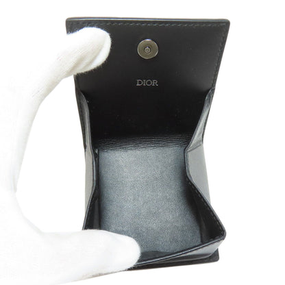 Christian Dior Coin Case Leather Black Logo Women(Unisex)