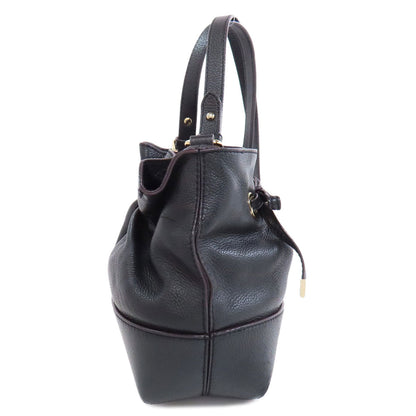 Kate Spade Shoulder Bag Leather Black Drawstring Ribbon Women