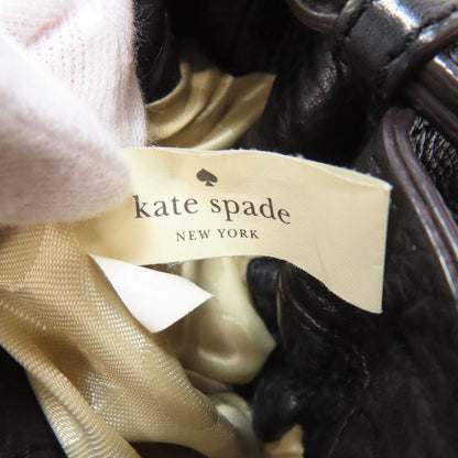 Kate Spade Shoulder Bag Leather Black Drawstring Ribbon Women