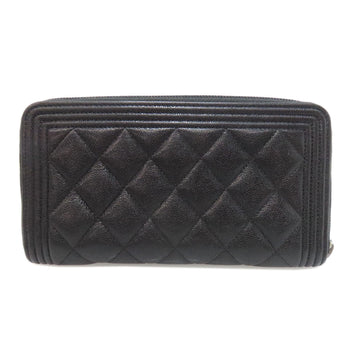 Chanel Long Wallet Purse Calfskin Black Boy Chanel Women