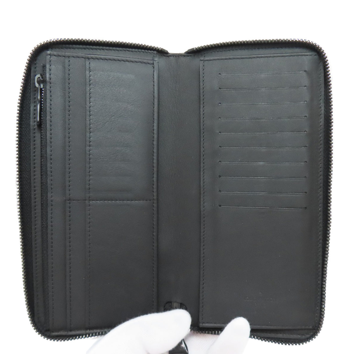Louis Vuitton Long Wallet Purse M69047 Ann Platt Black Zippy Wallet Vertical Women