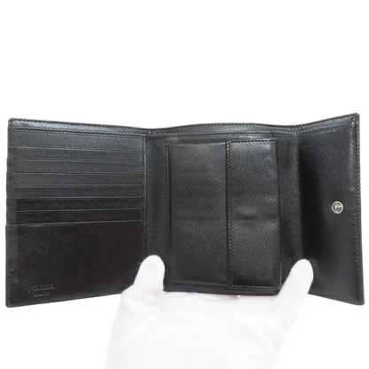 Prada Bifold Wallet M170 Nylon Black Logometal Women