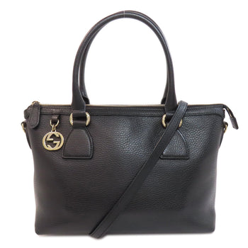 Gucci Handbag 449659 Leather Black Outlet Interlocking G Charm Women