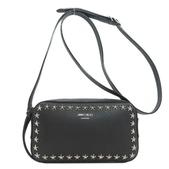 Jimmy Choo Shoulder Bag Leather Black Star Motif Studs