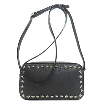 Jimmy Choo Shoulder Bag Leather Black Star Motif Studs