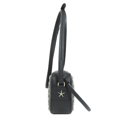 Jimmy Choo Shoulder Bag Leather Black Star Motif Studs