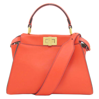 Fendi Handbag Calfskin Red Peekaboo Mini 2Way Women