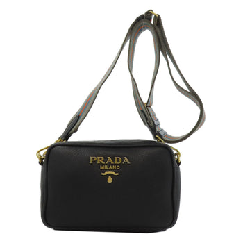 Prada Shoulder Bag Calfskin Black Long Shoulder