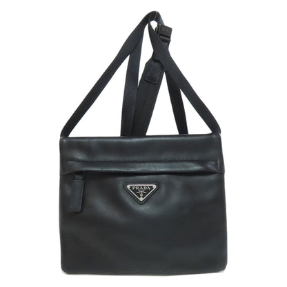 Prada Shoulder Bag Calfskin Black Logometal Women