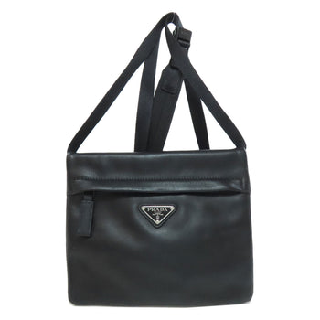 Prada Shoulder Bag Calfskin Black Logometal Women
