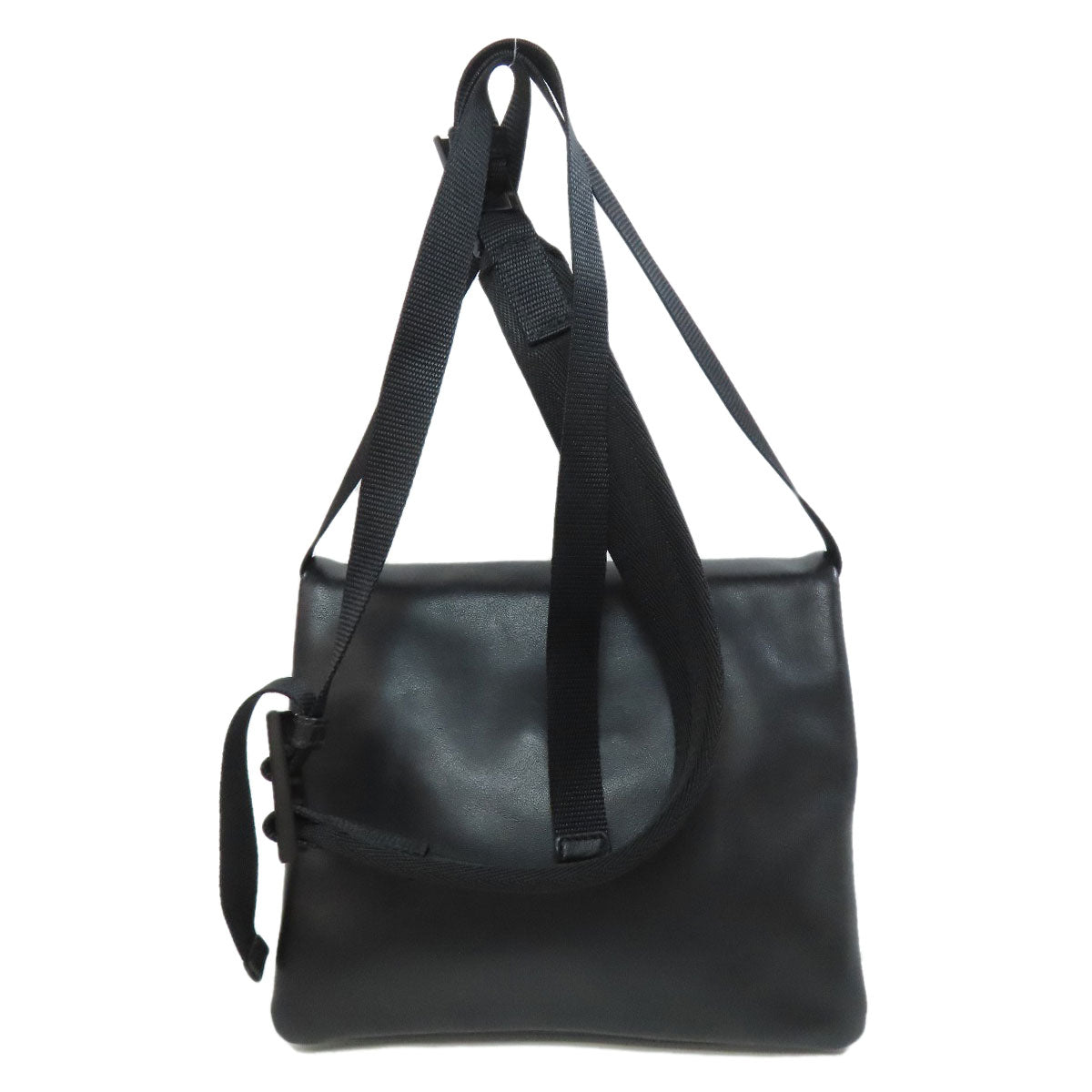 Prada Shoulder Bag Calfskin Black Logometal Women