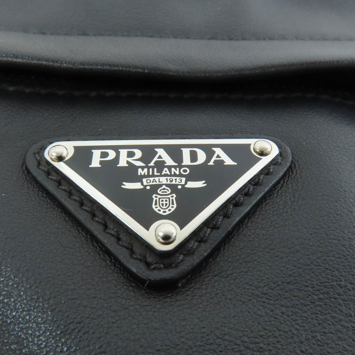 Prada Shoulder Bag Calfskin Black Logometal Women