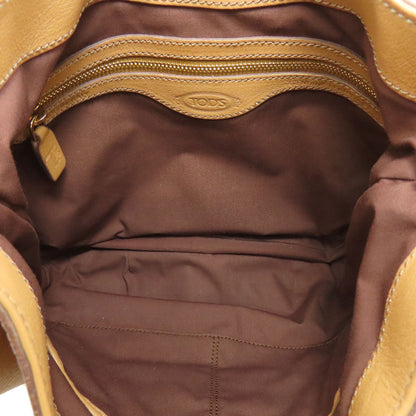Tods Shoulder Bag Leather Beige Logo