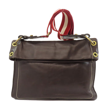 Bally Shoulder Bag Leather Brown Logo Women