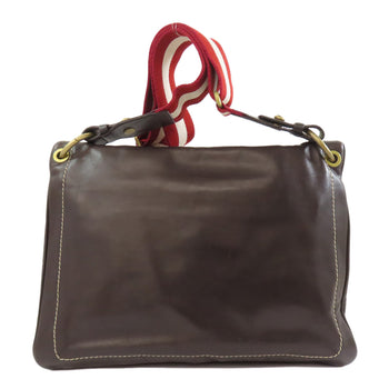 Bally Shoulder Bag Leather Brown Logo Women