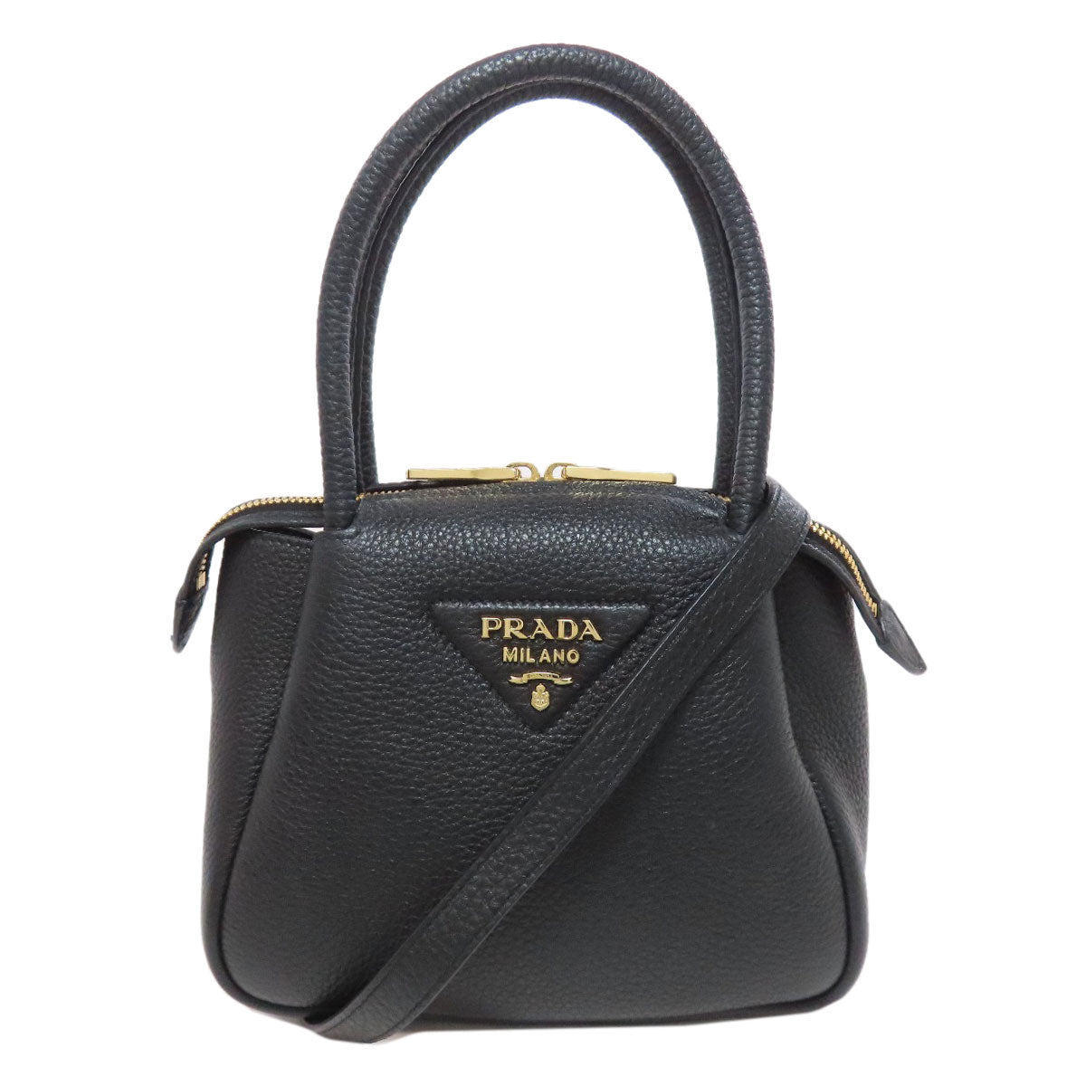 Prada Handbag Leather Black 2Way
