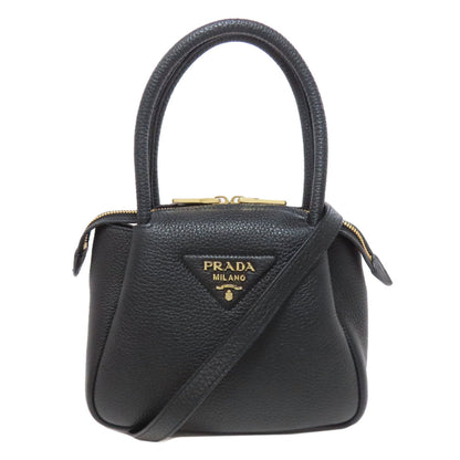 Prada Handbag Leather Black 2Way