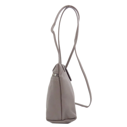 Longchamp Shoulder Bag Leather Gray Logo Women