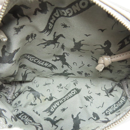 Longchamp Shoulder Bag Leather Gray Logo Women