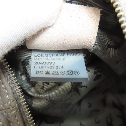 Longchamp Shoulder Bag Leather Gray Logo Women