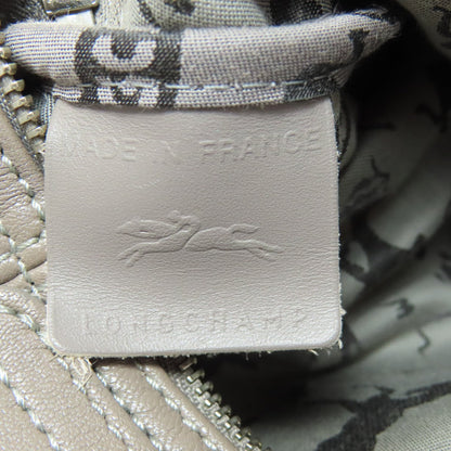 Longchamp Shoulder Bag Leather Gray Logo Women