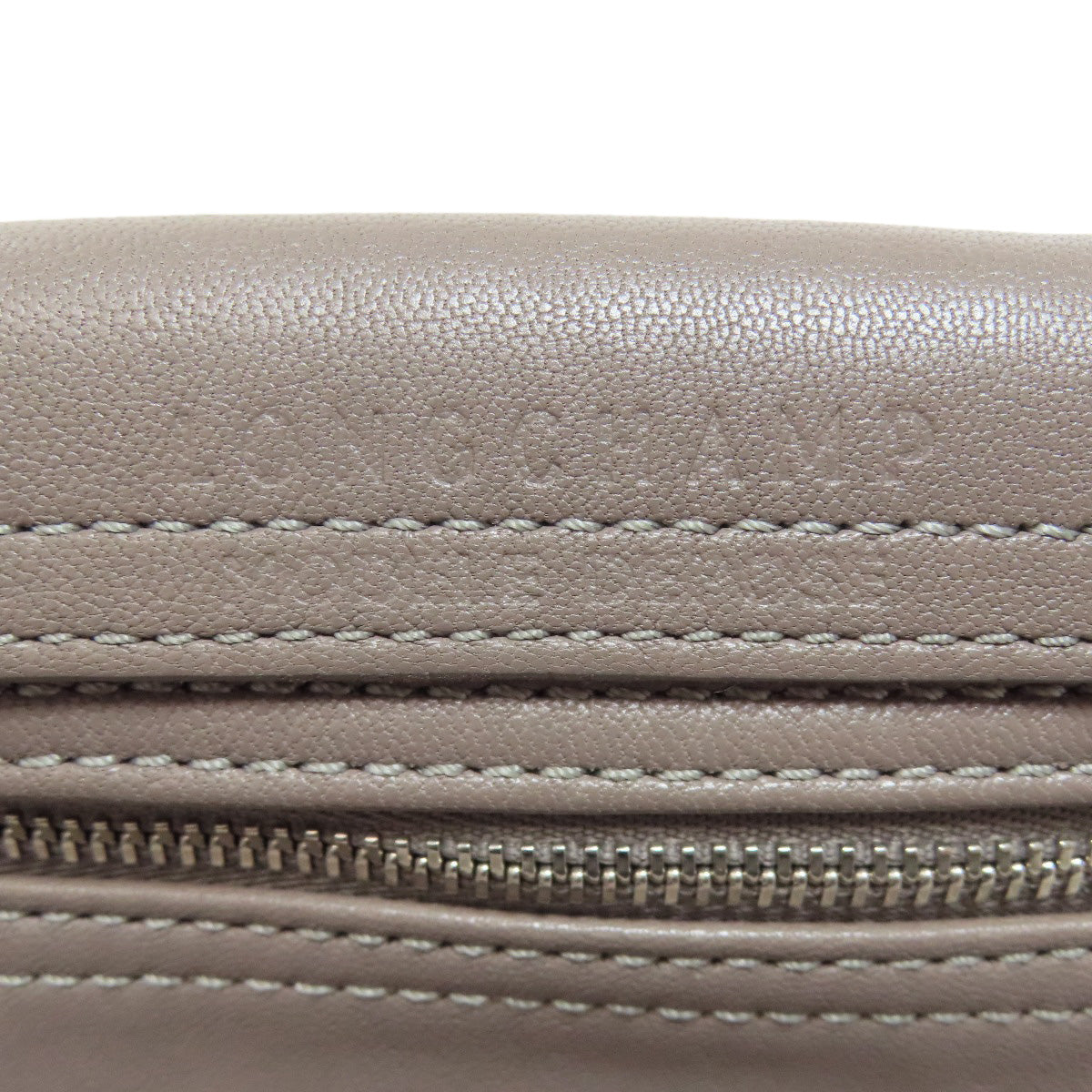 Longchamp Shoulder Bag Leather Gray Logo Women