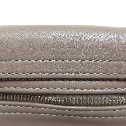 Longchamp Shoulder Bag Leather Gray Logo Women