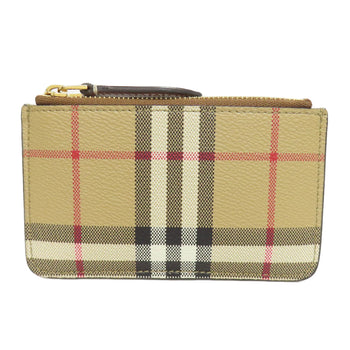 Burberry Coin Case Leather Beige Nova Check Women(Unisex)