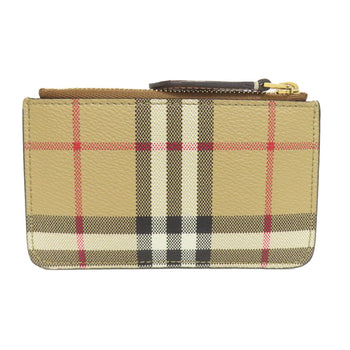 Burberry Coin Case Leather Beige Nova Check Women(Unisex)