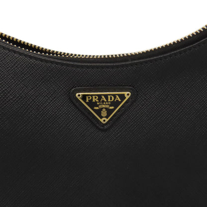 Prada Shoulder Bag Safiano Black Logometal 2Way Women