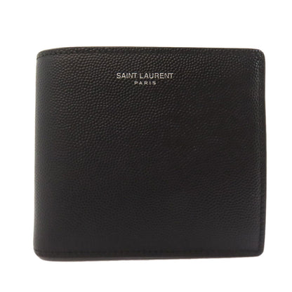 Saint Laurent Bifold Wallet Leather Black Logo Women