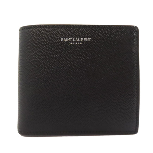 Saint Laurent Bifold Wallet Leather Black Logo Women