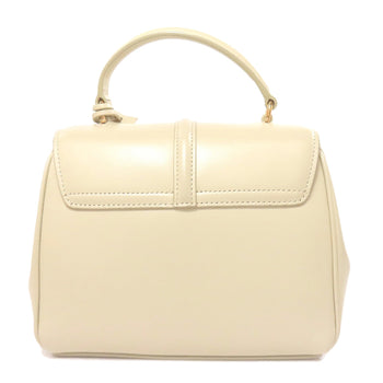 Celine Handbag Leather Beige Logo Women