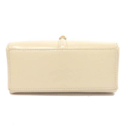 Celine Handbag Leather Beige Logo Women