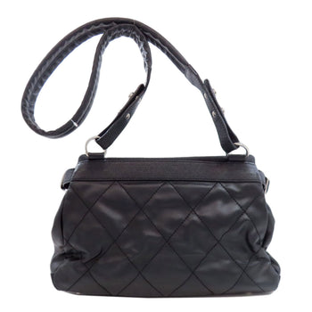 Chanel Shoulder Bag Coated Canvas Black Paris Biarritz Shoulder Women