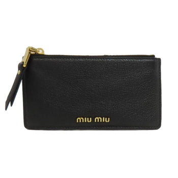 Miumiu Coin Case Leather Black Logo Women